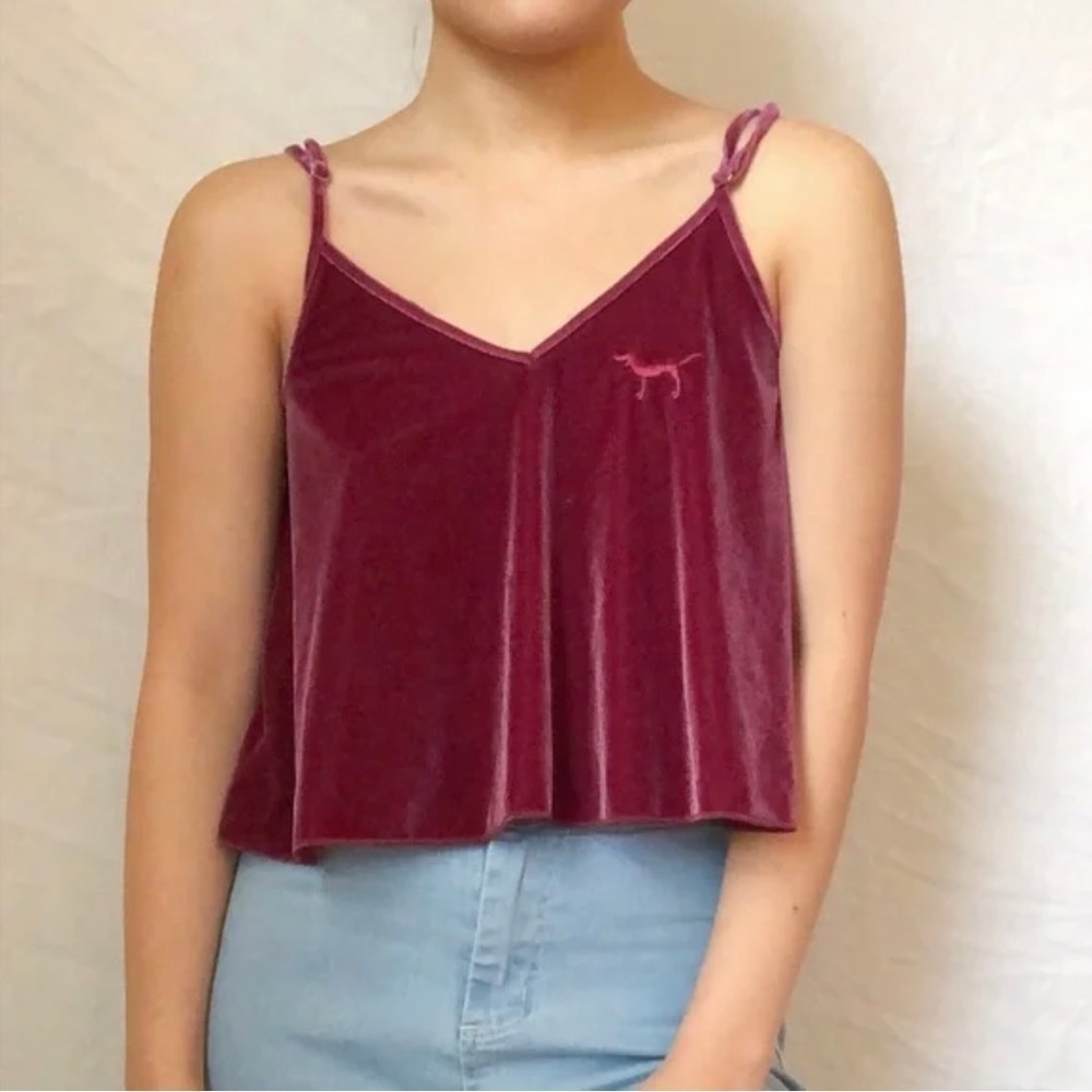 Victorias Secret PINK Crushed Velvet Swing Crop Tank Top- Size XS